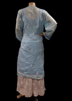 ISHIEQA's  Blue Cotton Chikankari Kurti - MV1701D