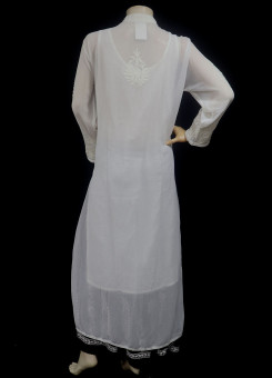 ISHIEQA's Aari Work White Georgette Cape Top Style Kurti  - DC0209B