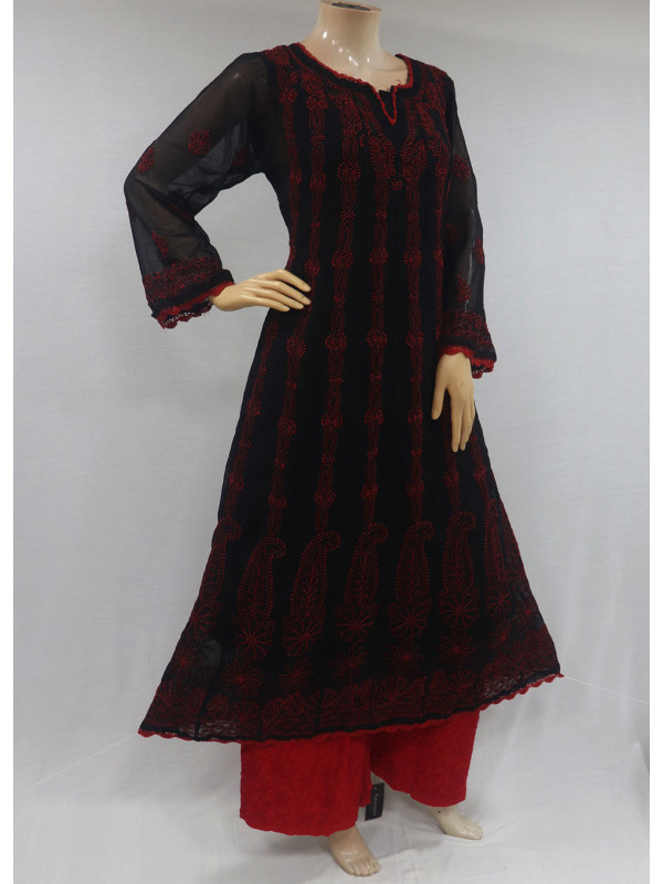 black chikankari anarkali