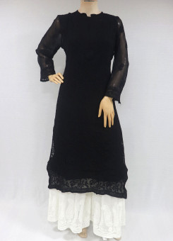 ISHIEQAs Chikankari Black Georgette Kurta -MV0804E