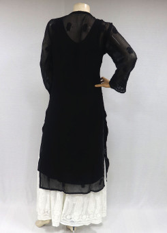 ISHIEQAs Chikankari Black Georgette Kurta -MV0804E