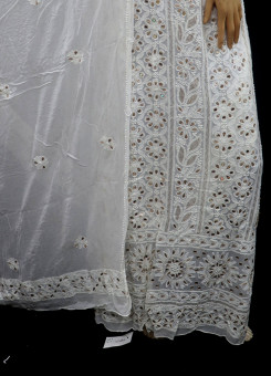 ISHIEQAs Pure Georgette White-Gotta Dress Material-MV0204E