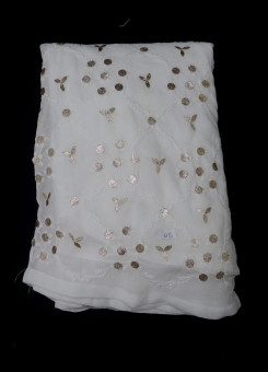 ISHIEQA's White Georgette Chikankari Plazzo - MV1108E