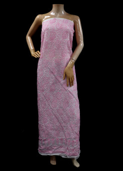 ISHIEQAs Chikan White-Pink A Cotton Kurti Fabric - MV1401E