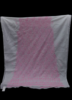 ISHIEQAs Chikan White-Pink A Cotton Kurti Fabric - MV1401E