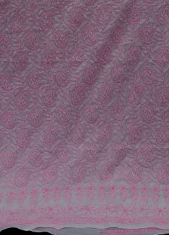 ISHIEQAs Chikan White-Pink A Cotton Kurti Fabric - MV1401E