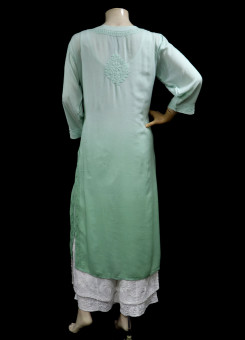ISHIEQAs Sea Green Modal Fabric Chikankari Kurti-AN0103E