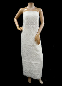 ISHIEQAs Chikan  White Chanderi Kurti Fabric - AN0105E