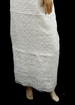 ISHIEQAs Chikan  White Chanderi Kurti Fabric - AN0105E