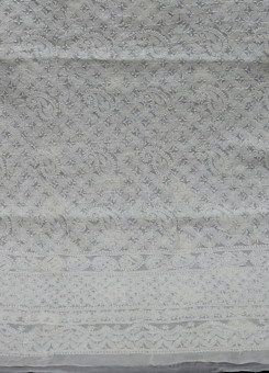 ISHIEQAs Chikan  White Chanderi Kurti Fabric - AN0105E