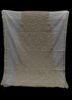 ISHIEQAs Chikan White-Beige Chanderi Kurti Fabric - AN0105E