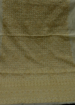 ISHIEQAs Chikan Beige Chanderi Kurti Fabric - AN0105E