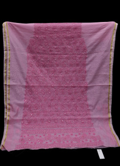 ISHIEQAs Chikank Pink-A Mukaish work Chanderi Kurti Fabric-AN0104E
