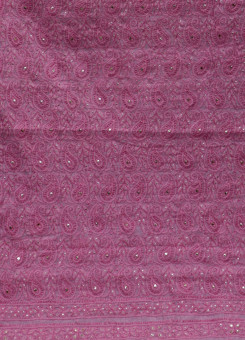 ISHIEQAs Chikank Pink-A Mukaish work Chanderi Kurti Fabric-AN0104E