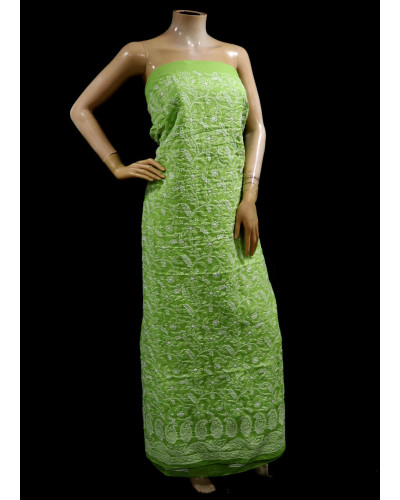 ISHIEQAs Chikankari Green B Cotton Kurti Fabric - MV0204C