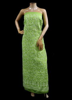 ISHIEQAs Chikankari Green B Cotton Kurti Fabric - MV0204C