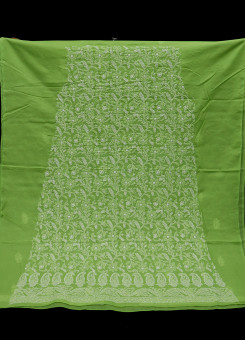 ISHIEQAs Chikankari Green B Cotton Kurti Fabric - MV0204C