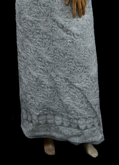 ISHIEQAs Chikankari Grey A Cotton Kurti Fabric - MV0204C