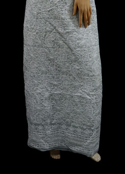 ISHIEQAs Chikankari Grey B Cotton Kurti Fabric - MV0204C