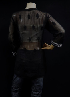 ISHIEQAs Black Georgette Chikankari Top-MV1502F