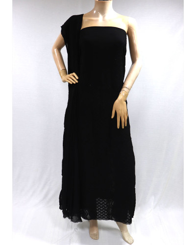 ISHIEQAs Pure Georgette Black Dress Material-DC0101F