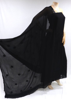ISHIEQAs Pure Georgette Black Dress Material-DC0101F