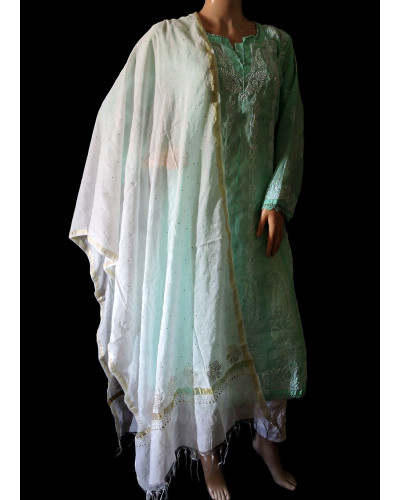 ISHIEQA's White Chanderi with Mukaish Dupatta - RC0102D