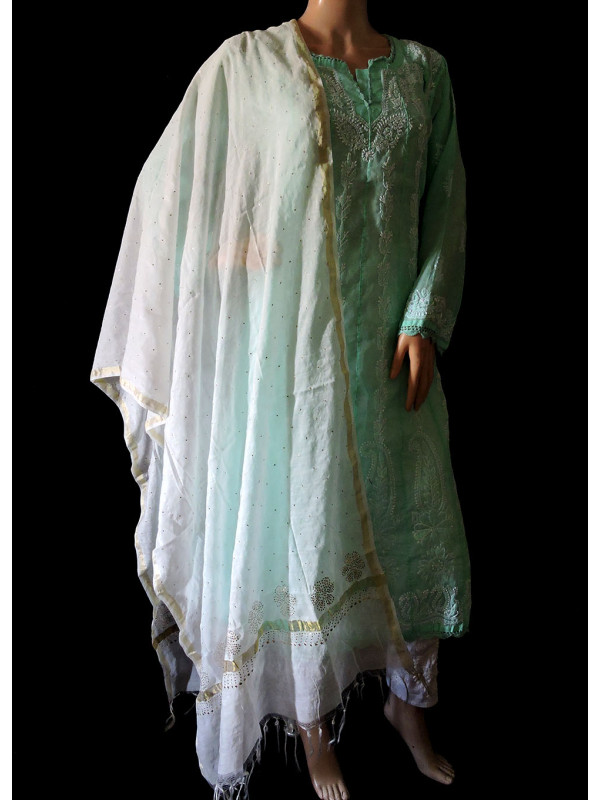 ISHIEQA's White Chanderi with Mukaish Dupatta - RC0102D