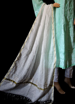 ISHIEQA's White Chanderi with Mukaish Dupatta - RC0102D