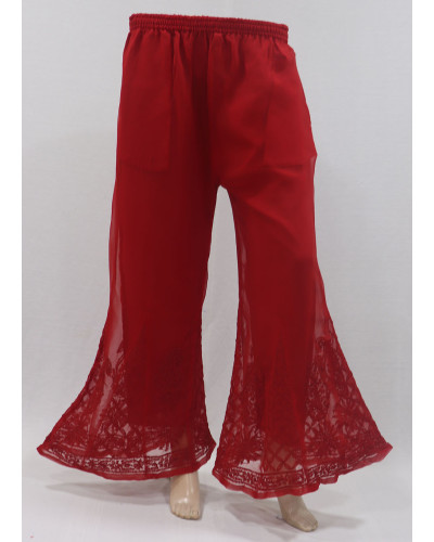 ISHIEQAs Red Georgette Chikankari Sharara-DC0304F