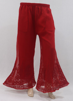 ISHIEQAs Red Georgette Chikankari Sharara-DC0304F