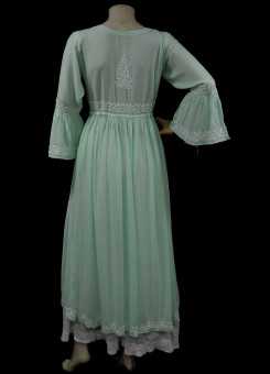 ISHIEQAs Pista Green Resham Work Modal Fabric Chikankari Kurti-AN0101F