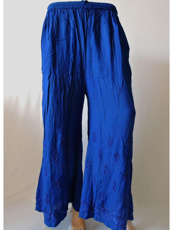 ISHIEQA's Blue Rayon Chikankari Plazzo - DC1301B