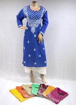 ISHIEQA's Mustard Cotton Chikankari Kurti -AN0104G