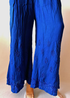 ISHIEQA's Blue Rayon Chikankari Plazzo - DC1301B