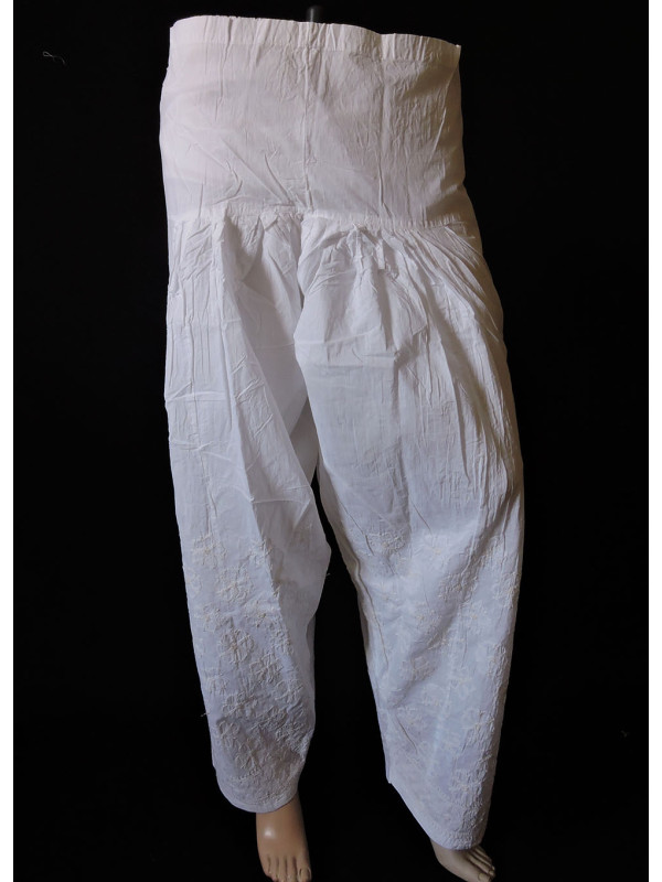 ISHIEQA's White-B Cotton Chikankari Salwar - AN0301D