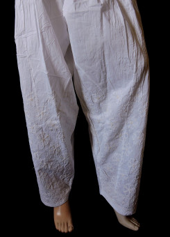 ISHIEQA's White-B Cotton Chikankari Salwar - AN0301D