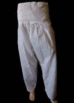 ISHIEQA's White-B Cotton Chikankari Salwar - AN0301D