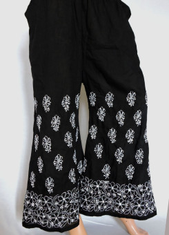 ISHIEQA's Black-White Cotton Chikankari Plazzo - DC0705B