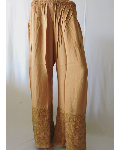 ISHIEQA's Aari work Beige Rayon Plazzo - AN0201B