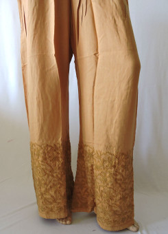 ISHIEQA's Aari work Beige Rayon Plazzo - AN0201B