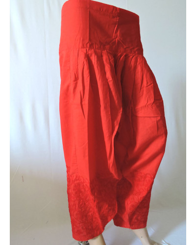 ISHIEQA's Aari work Red Cotton Patiyala Salwar  - AN0202B