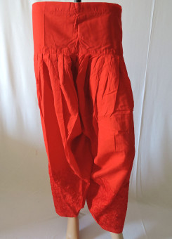 ISHIEQA's Aari work Red Cotton Patiyala Salwar  - AN0202B