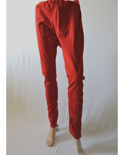ISHIEQA's Red Chikankari Streachable Pant - AN0104D