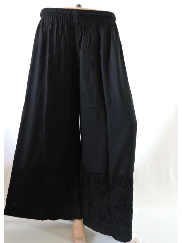 ISHIEQA's Aari work Black Rayon Plazzo- AN0402C