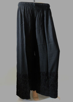 ISHIEQA's Aari work Black Rayon Plazzo- AN0402C