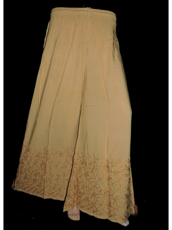 ISHIEQA's Aari work Beige Rayon Plazzo - AN0402C