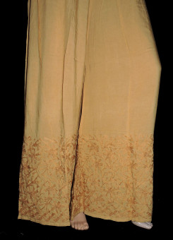 ISHIEQA's Aari work Beige Rayon Plazzo - AN0402C