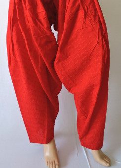 ISHIEQA's Fully Embroidered Red Cotton Salwar - SC0105B