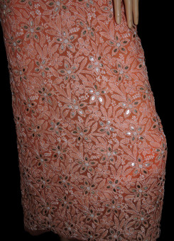 ISHIEQA's Orange Georgette Gotta Patti Kurti Fabric - RC0503B